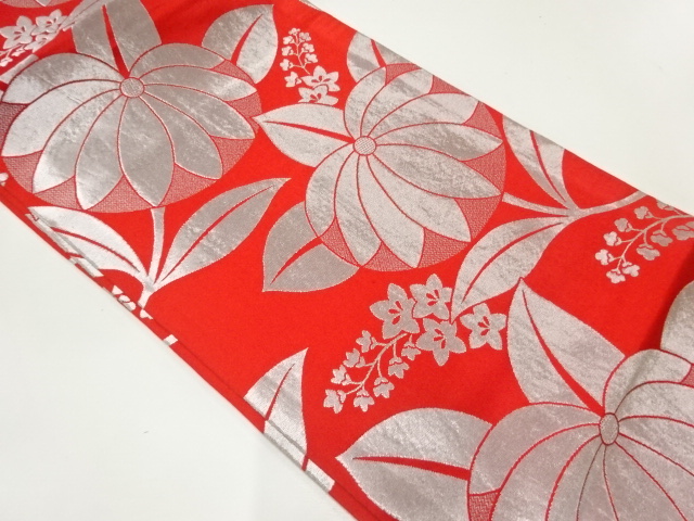 JAPANESE KIMONO / ANTIQUE MARU OBI / WOVEN PLANTS